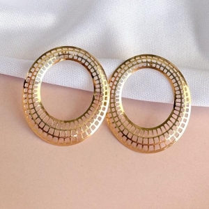 BRINCO VAZADO OVAL ORG TELINHA B. OURO