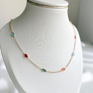 COLAR CHOKER PEDRAS OVAIS COLORS B. OURO