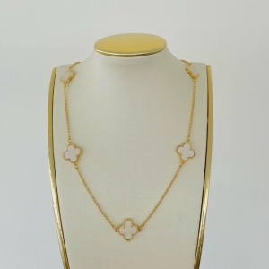 COLAR TREVO BRANCO GRANDE B. OURO