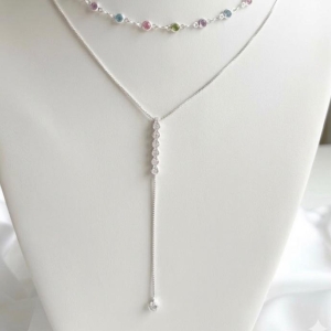 COLAR Y VENEZIANA ZIRCONIAS CRISTAL CRAV INGLESA B. PRATA
