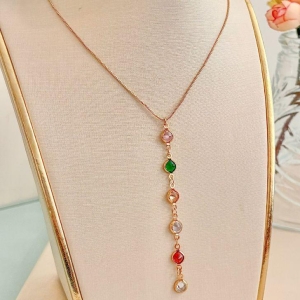 COLAR Y VENEZIANA ZIRCONIAS REDONDAS COLORIDAS B. OURO