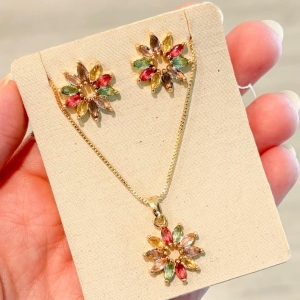 CONJUNTO FLOR COLORS B. OURO