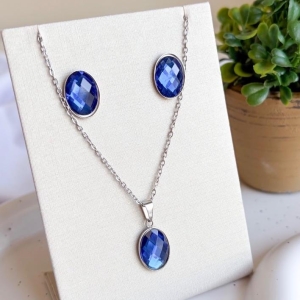 CONJUNTO OVAL AZUL AÇO