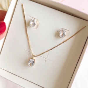 CONJUNTO PONTO DE LUZ OVAL B. OURO