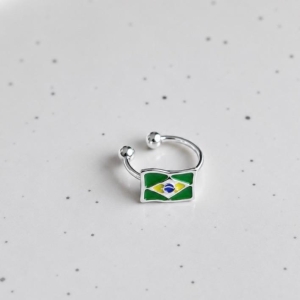 PIERCING FAKE BANDEIRA BRASIL RESINA B. PRATA