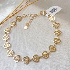PULSEIRA CORAÇÕES DIAMANTADOS B. OURO