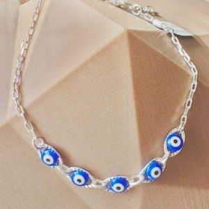 PULSEIRA OLHO GREGO BORDA DIAMANTADA B. PRATA