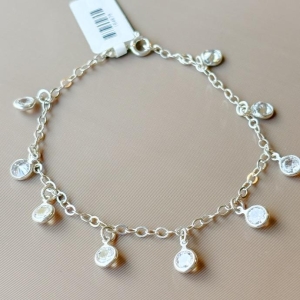 PULSEIRA PENDURICALHO ZIRC CRISTAIS PRATA