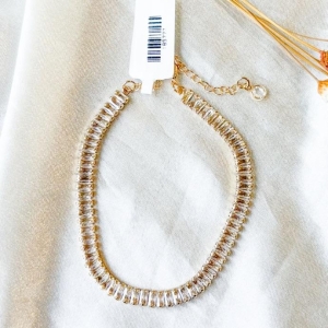 PULSEIRA RIVIERA BAGUETE CRISTAL B. OURO