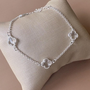 PULSEIRA TREVO CRISTAL PEQ, B. PRATA