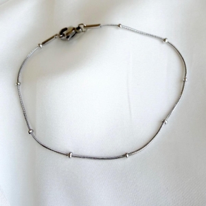 PULSEIRA AÇO FINA RABO DE RATO COM BOLINHAS