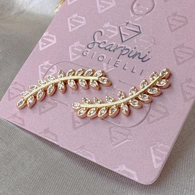 BRINCO EAR CUFF FOLHAS CRAVEJADAS B. OURO
