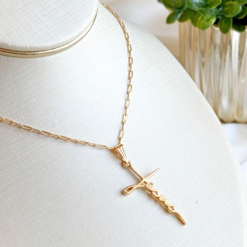 COLAR 45 CM ELOS CARTIER PG JESUS FORMATO CRUZ