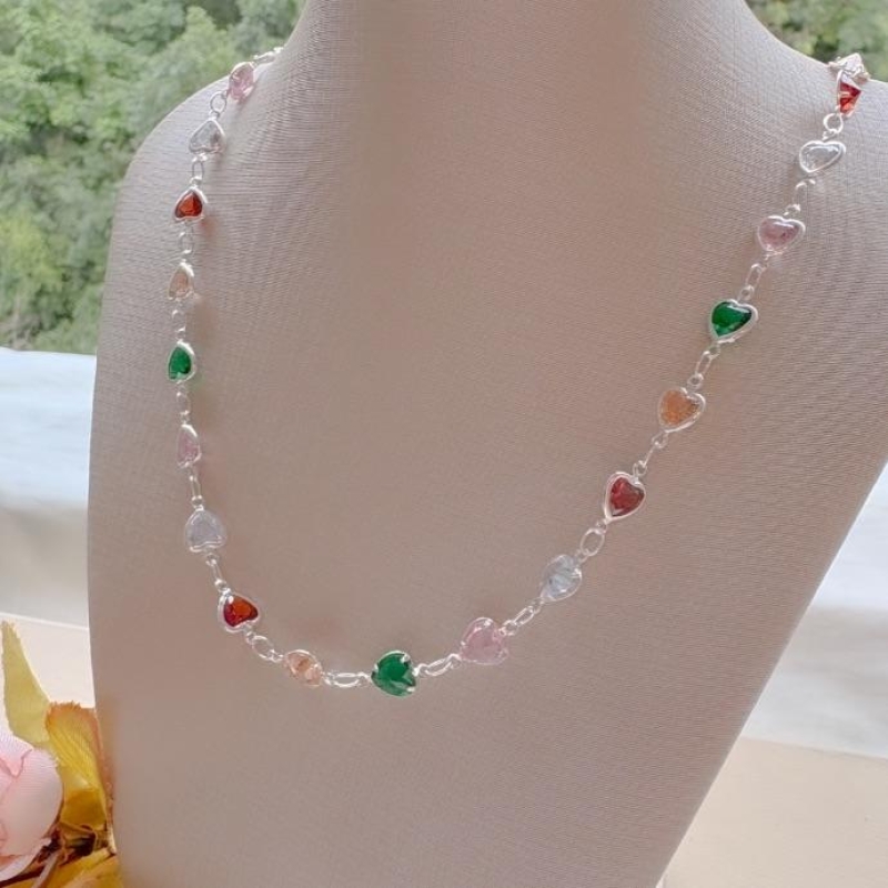 COLAR CHOKER CORAÇÕES COLORS CONTÍNUOS B. PRATA