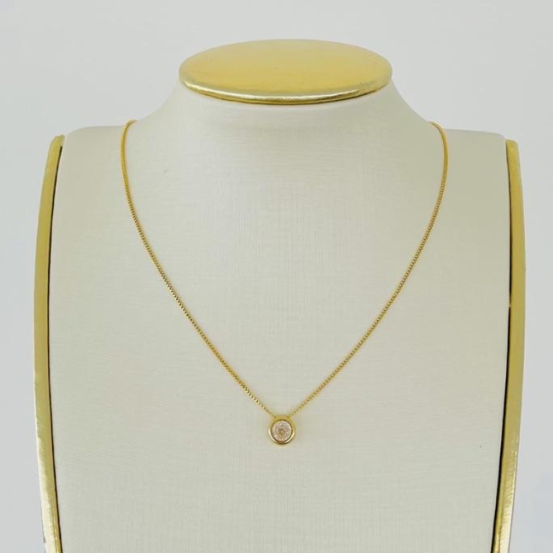 COLAR PONTO LUZ ZIRCONIA ARO B. OURO