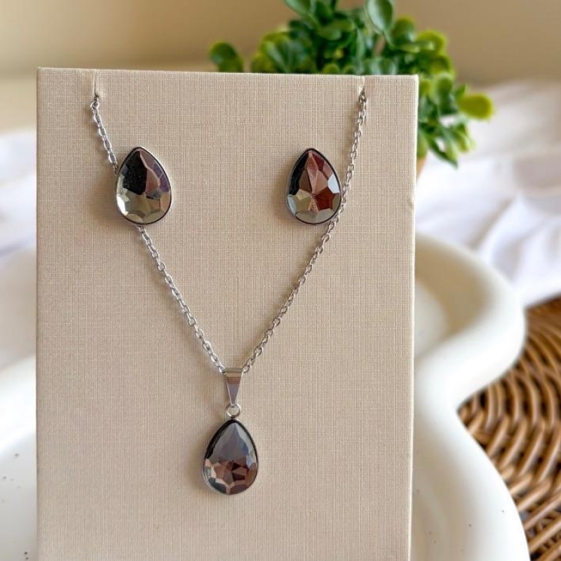 CONJUNTO GOTA FUMÊ AÇO
