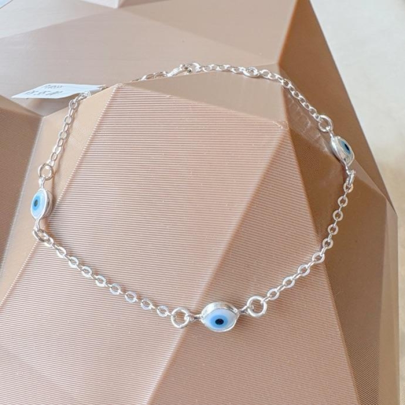 PULSEIRA 3 OLHOS GREGOS CONT PRATA