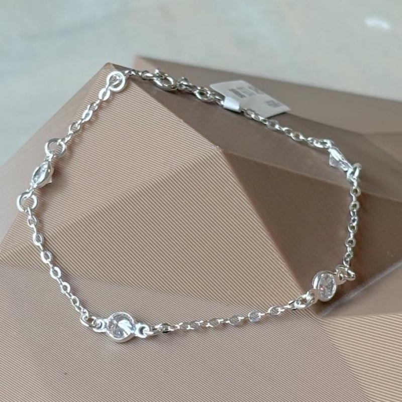 PULSEIRA ELOS E ZIRCONIAS CRISTAL CONT. PRATA 925