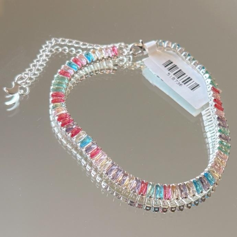 PULSEIRA RIVIERA BAGUETE COLORIDA B. PRATA