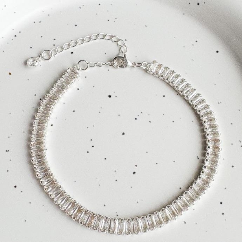PULSEIRA RIVIERA BAGUETE CRISTAL B. PRATA