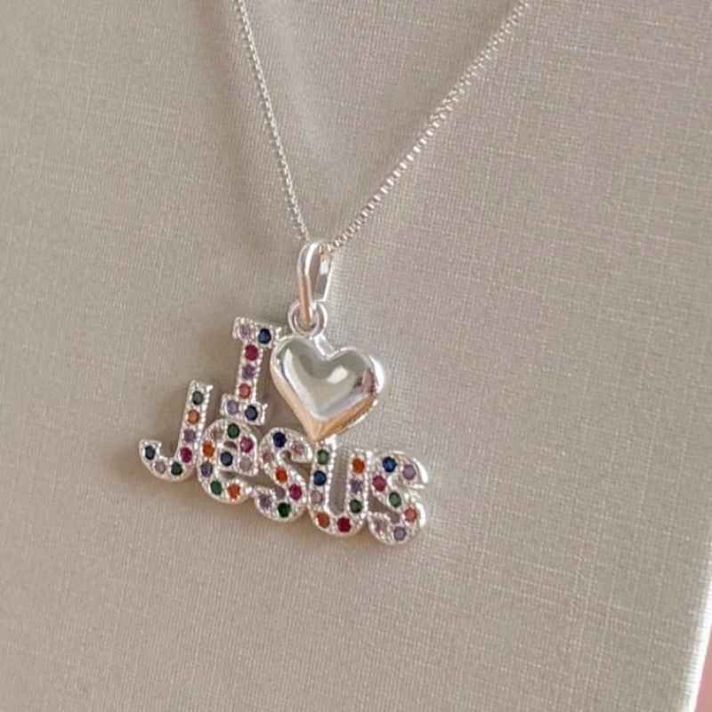 COLAR I LOVE JESUS CRAV COLORS B. PRATA