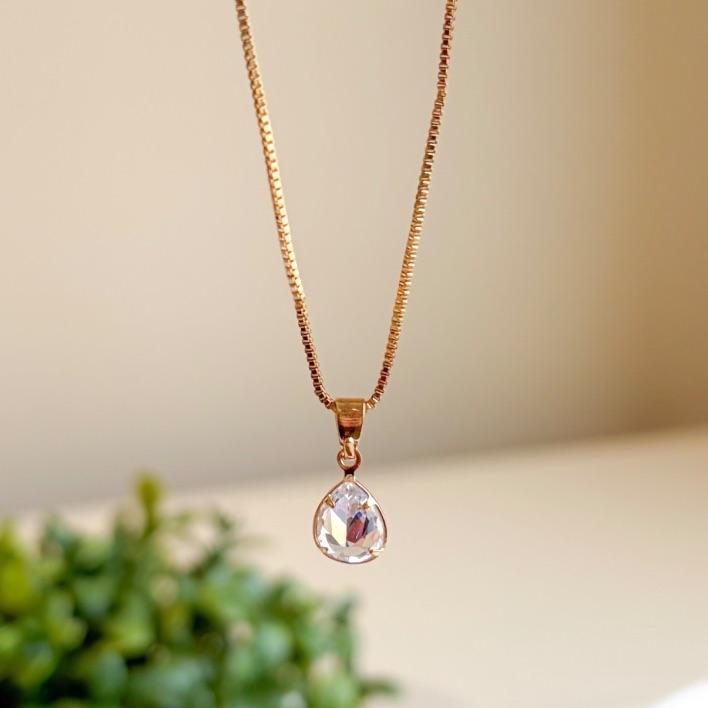 COLAR GOTA CRISTAL B. OURO