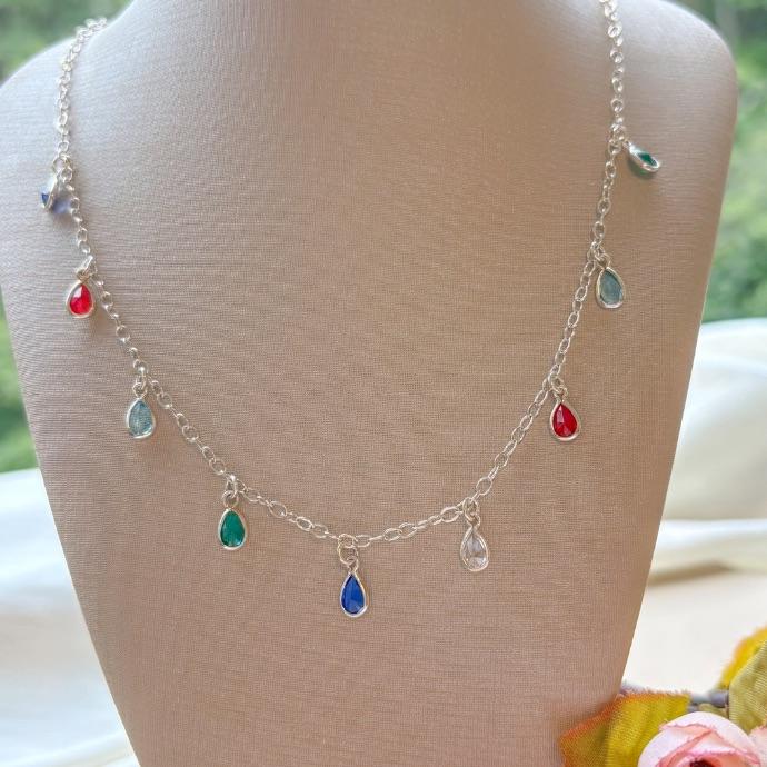 COLAR GOTAS DE ZIRC COLORIDAS