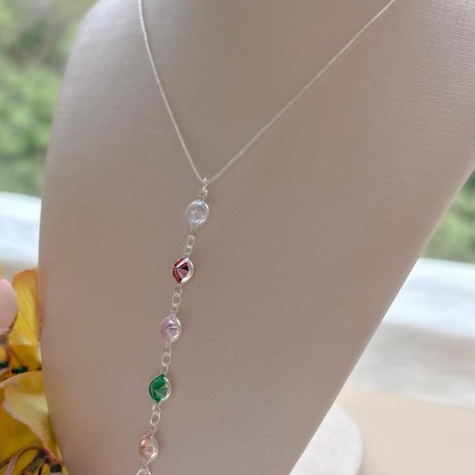 COLAR Y VENEZIANA ZIRCONIAS REDONDAS COLORIDAS B. PRATA