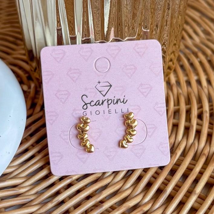 BRINCO EAR CUFF CORAÇÕES DELICADO B. OURO