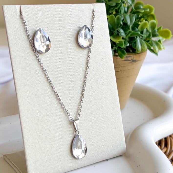 CONJUNTO GOTA CRISTAL AÇO