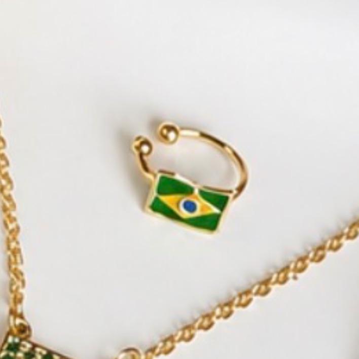 PIERCING FAKE BANDEIRA BRASIL RESINA B. OURO