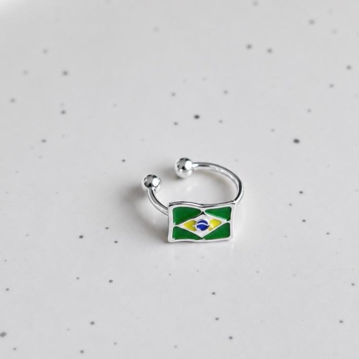 PIERCING FAKE BANDEIRA BRASIL RESINA B. PRATA
