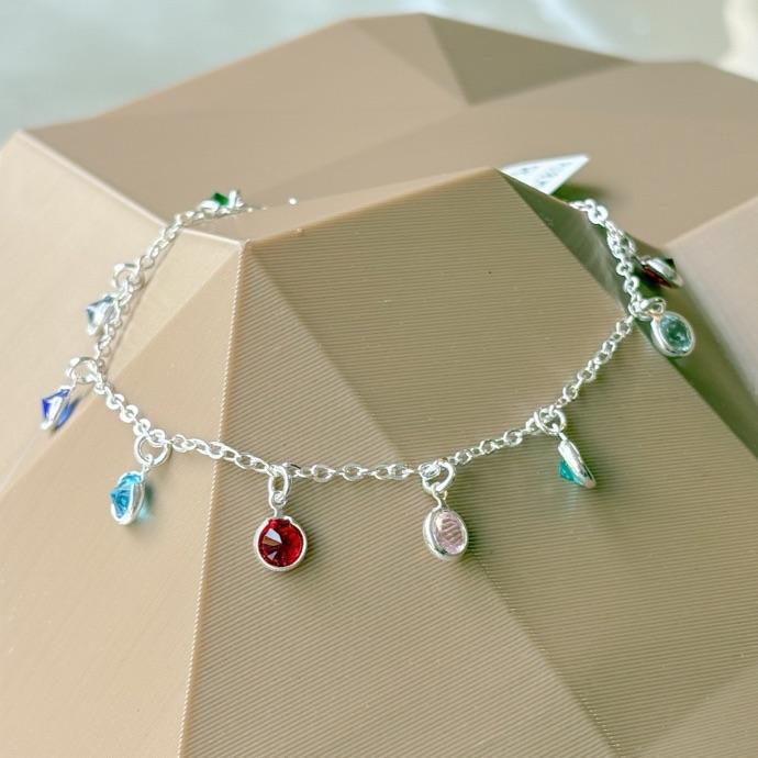 PULSEIRA PENDURICALHO ZIRC COLORIDAS PRATA