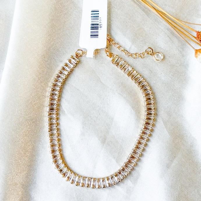 PULSEIRA RIVIERA BAGUETE CRISTAL B. OURO