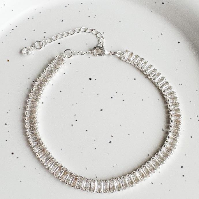 PULSEIRA RIVIERA BAGUETE CRISTAL B. PRATA