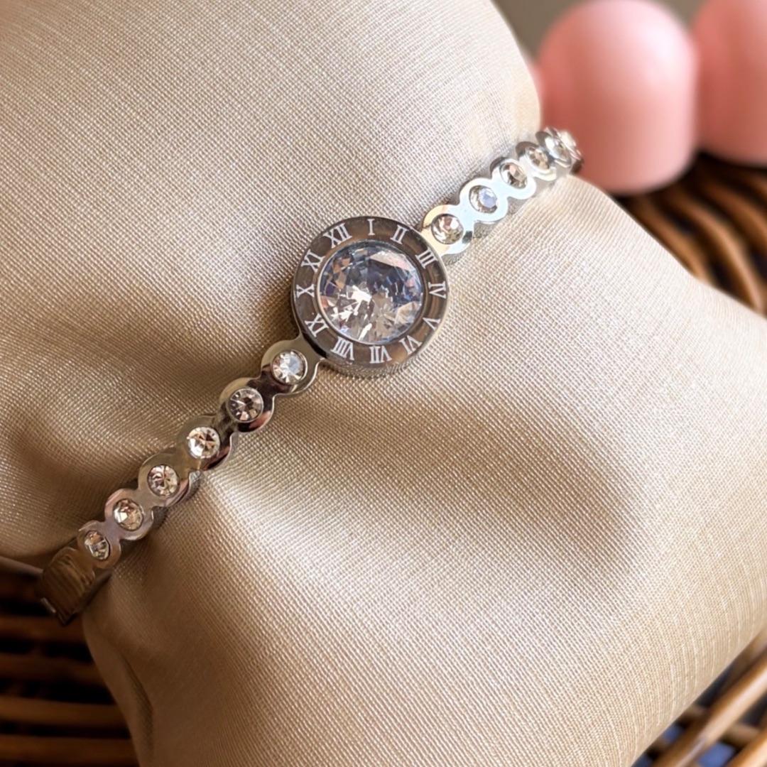 BRACELETE AÇO CIRCULO CRISTAL I AO XII